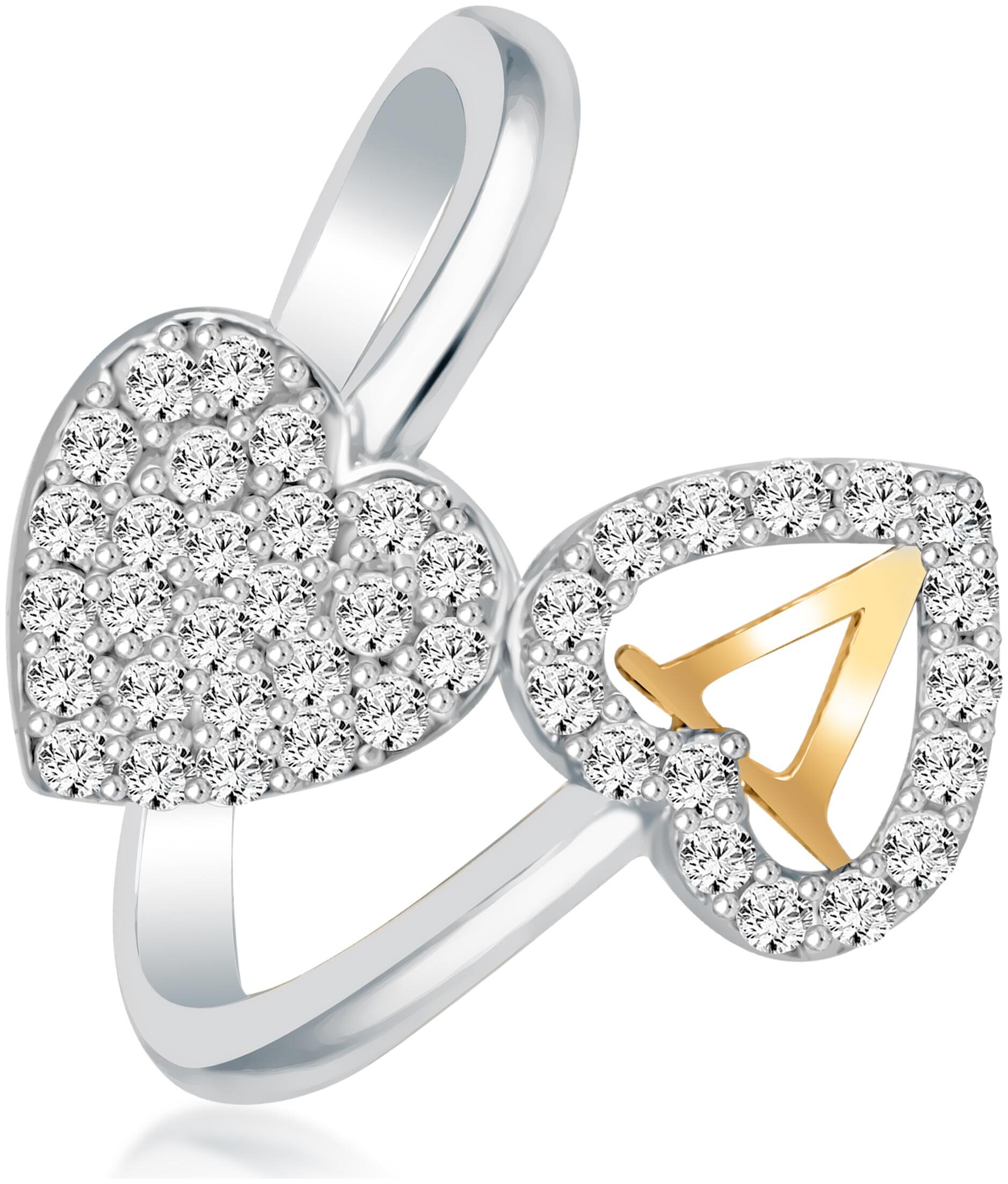 

NETRA CREATION Jewels Heart Diamond Letter V Rodhium Plated Brass Cubic Zirconia Alphabet Ring For Women And Girls NAFR272R