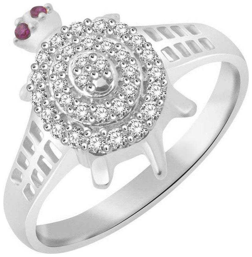 

NETRA CREATION Lucky Tortoise Rhodium Plated Alloy Brass Cubic Zirconia Finger Ring for Women and Men NFR505R
