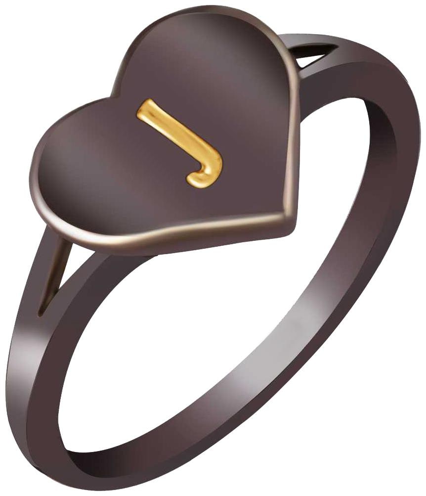 

NETRA CREATION Jewels Stylish Initial Heart J Black Gold Plated Brass Cubic Zirconia Alphabet Ring for Women Girls NAFR240B