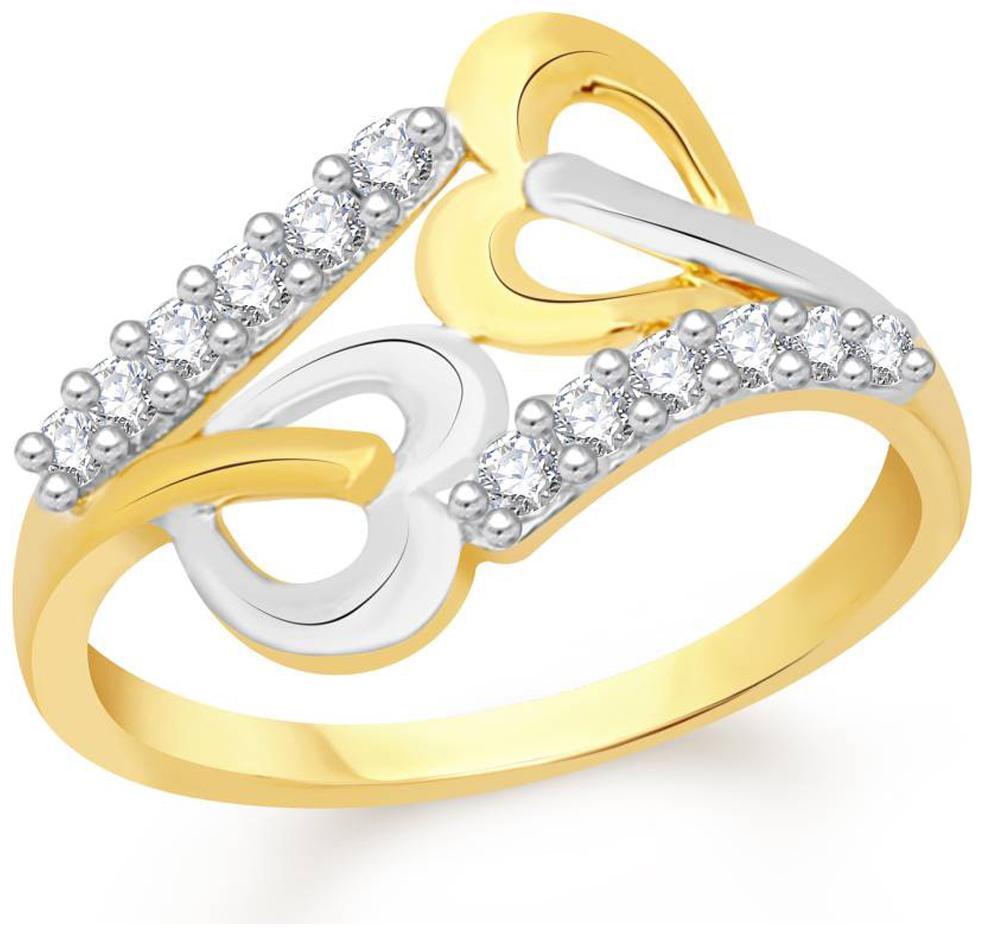 

NETRA CREATION Bonded Heart Gold Plated Alloy Brass Cubic Zirconia Finger Ring for Women NFR429G
