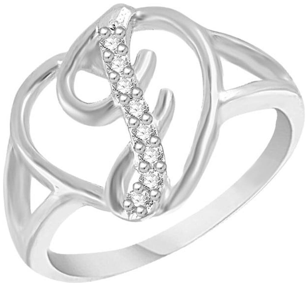 

NETRA CREATION Jewels Intial J Heart SILVER Brass Cubic Zirconia Finger Ring for Women Girls NAFR193R