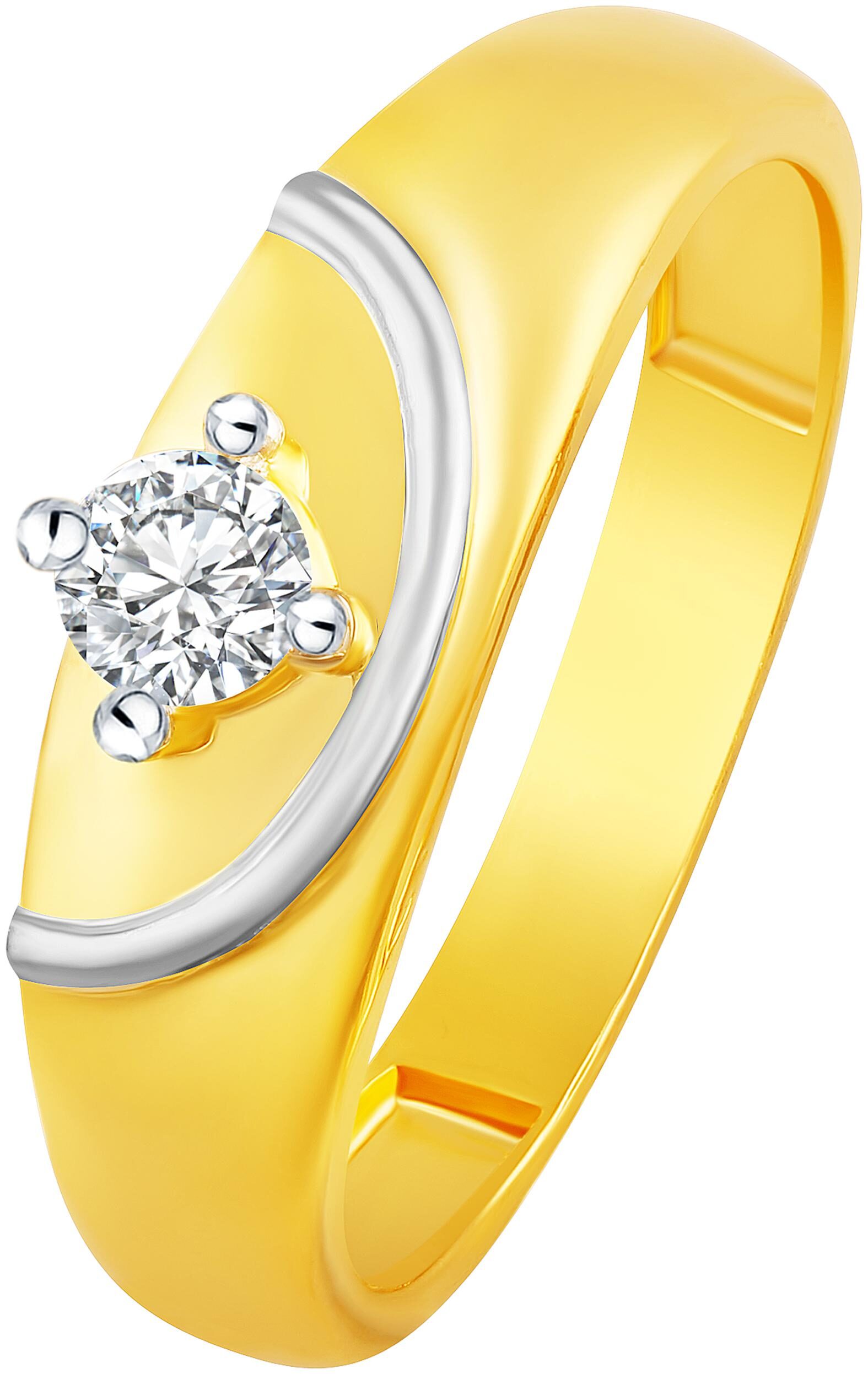 

NETRA CREATION Curved Single Solitaire Gold Plated Alloy Barss Cubic Zirconia Finger Ring for Women NFR483G