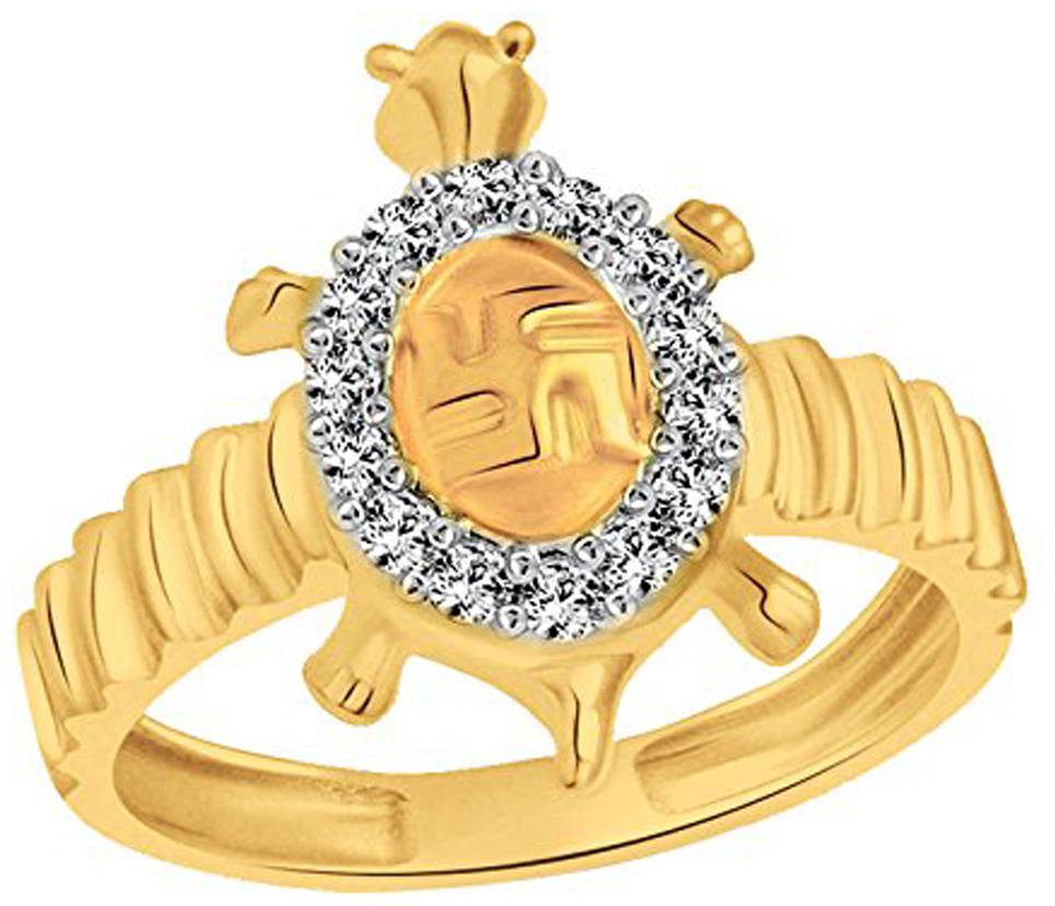 

NETRA CREATION Swastik Tortoise Gold Plated Alloy Brass Cubic Zirconia Finger Ring for Women and Men NFR503G