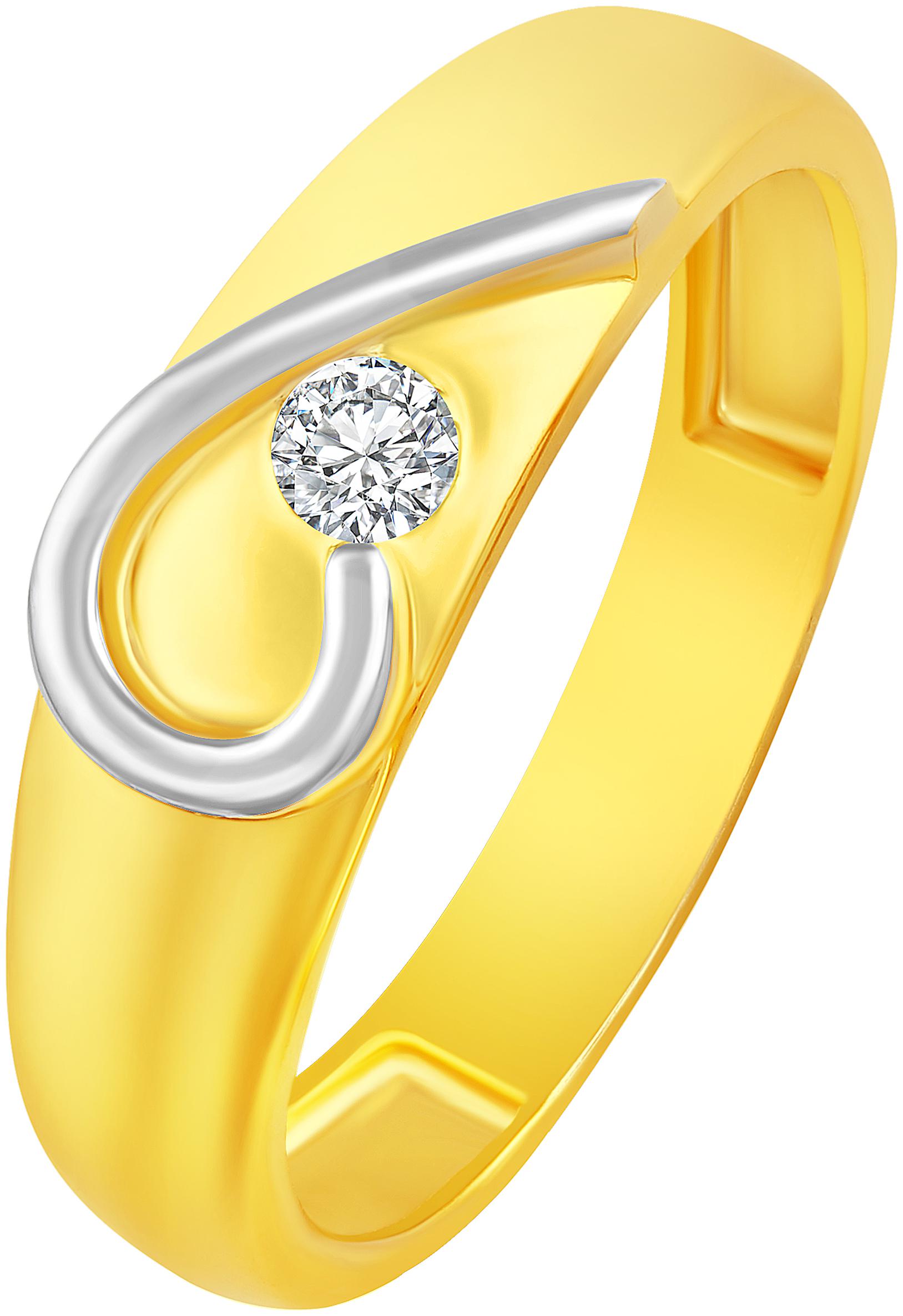 

NETRA CREATION Curved Single Solitaire Gold Plated Alloy Barss Cubic Zirconia Finger Ring for Women NFR480G