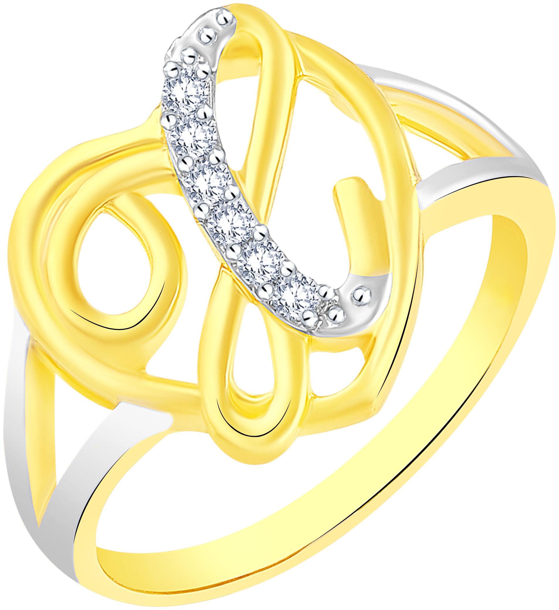 

NETRA CREATION Jewels Stylish Initial Heart X Gold Plated Brass Cubic Zirconia Alphabet Ring for Women Girls NAFR228G