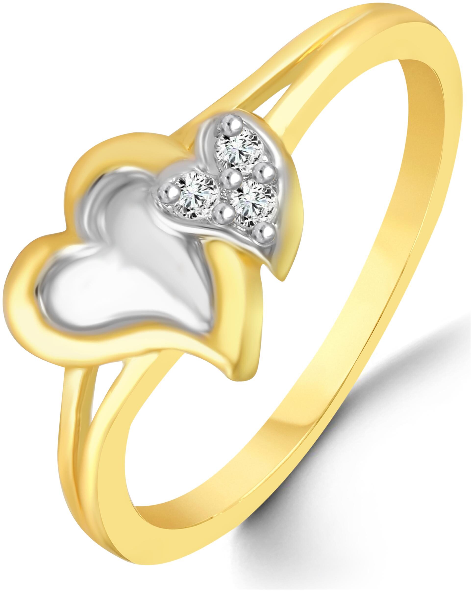 

Netra Jewels Couple Heart Diamond Studded Gold Plated Brass Cz American Diamond Finger Ring for Women Girls NFR113G