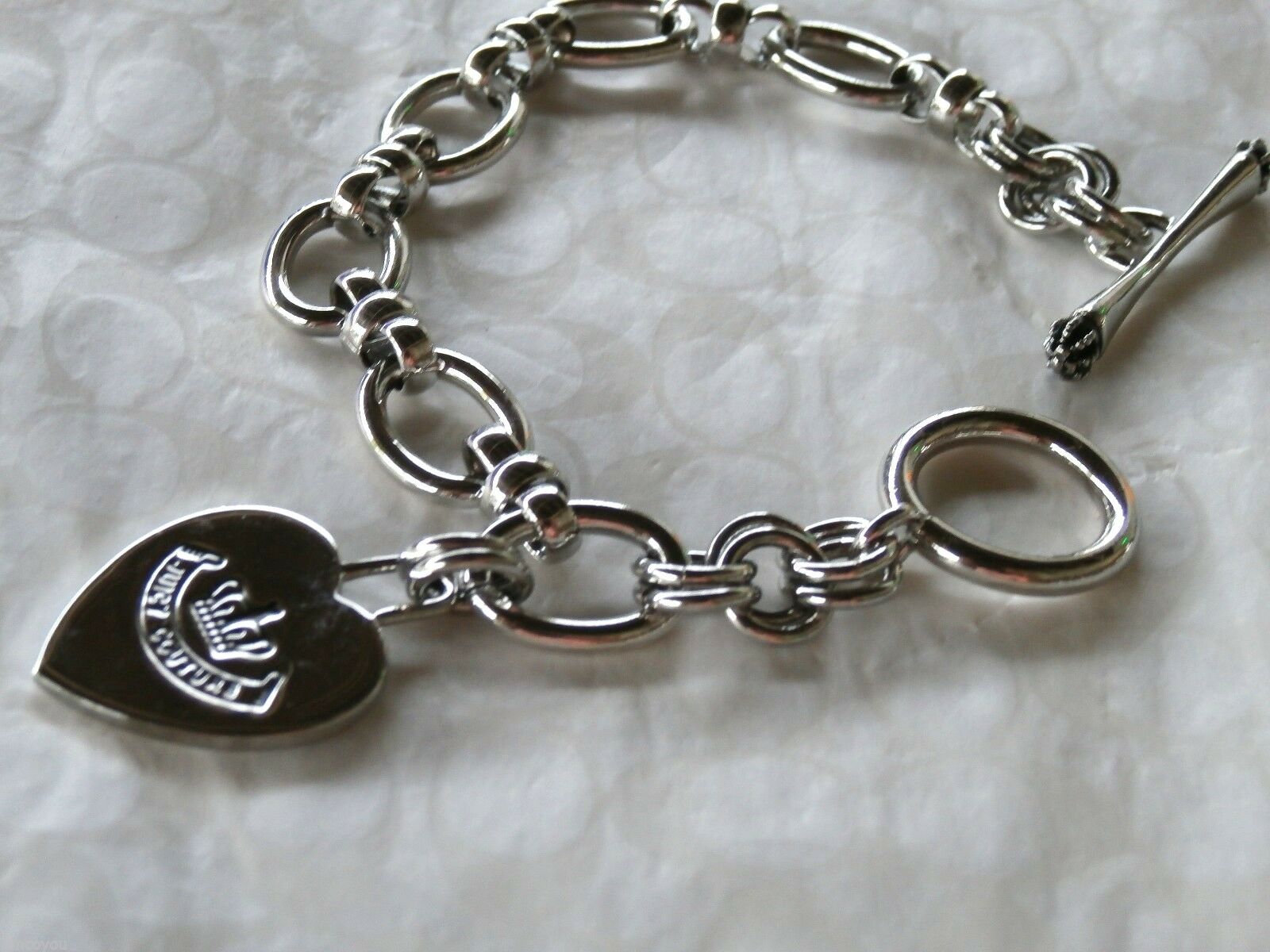 

NEW AUTHENTIC JUICY COUTURE VERY RARE FLAT HEART SILVER STARTER BRACELET RETIRED