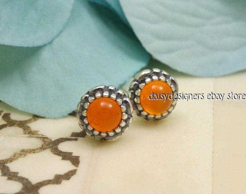

NEW Authentic PANDORA Silver BIRTHDAY BLOOMS Stud Earrings July Carnelian RETIRE