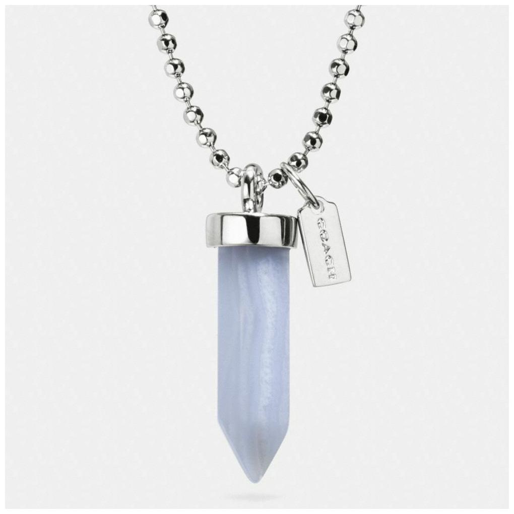 

New Coach F90495 Amulet Necklace Silver Pale Blue