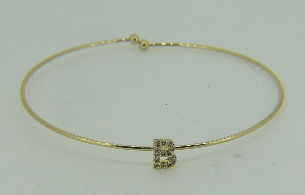 

NEW ELLA CHARM BANGLE WITH GOLD FINISH CUBIC ZIRCONIA INITIAL B B14909GDLC G5