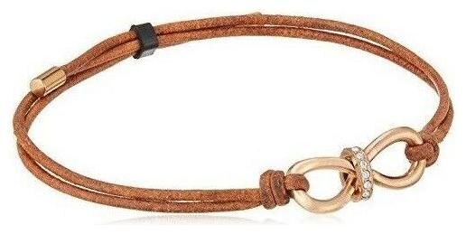 

NEW FOSSIL ROSE GOLD TONE ADJUSTABLE BROWN CORD CZ CRYSTALS BRACELET JF01107791