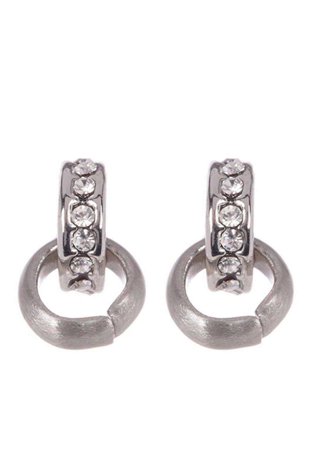 

NEW FOSSIL SILVER TONE CRYSTAL PAVE GLITZ OPEN LOOP STUD EARRINGS JOA00269998