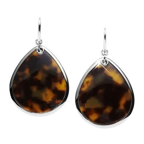 

NEW-FOSSIL SILVER TONE ACRYLIC TORTOISE DROP PEAR SHAPE EARRINGS JF00574040