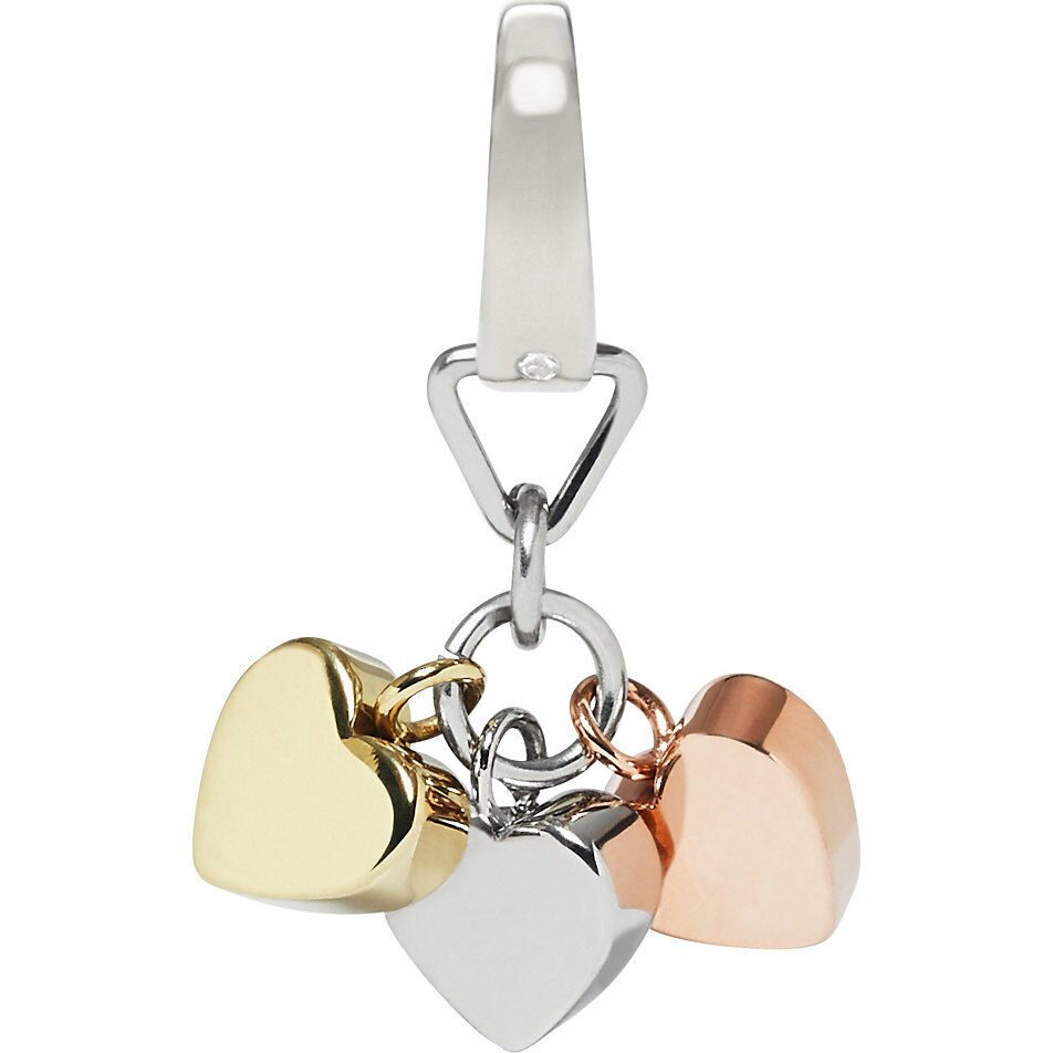 

NEW FOSSIL TRI 3 TONE SILVER ROSE GOLD GOLD HEARTS CHARM PENDANT-JF02272998