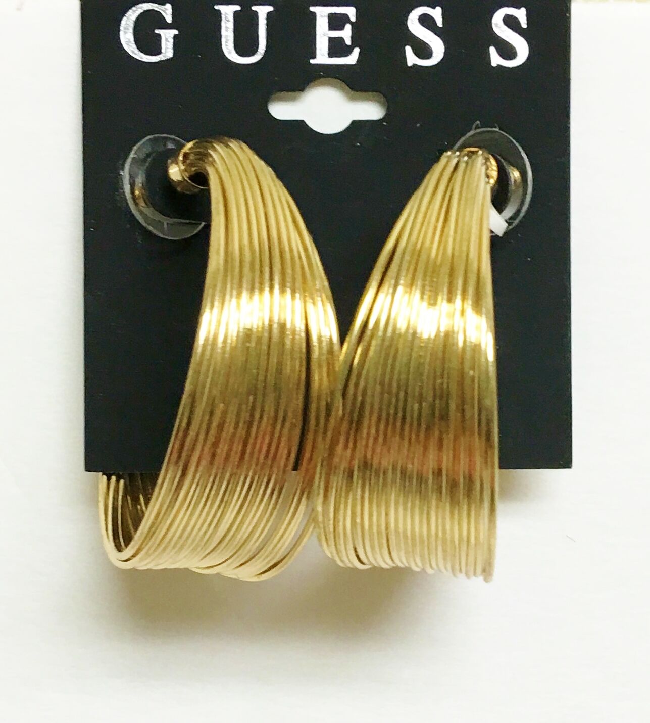 

NEW GUESS POLISHED GOLD TONE OPEN MULTI-HOOPS WOMEN S EARRINGS