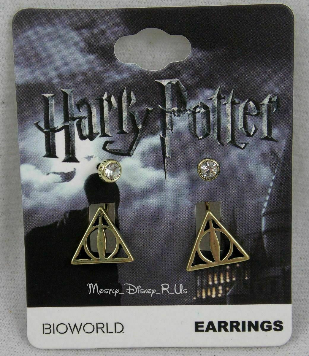 

New Harry Potter Post Insertion Drop Hook Earrings Deathly Hallows Symbol Charm