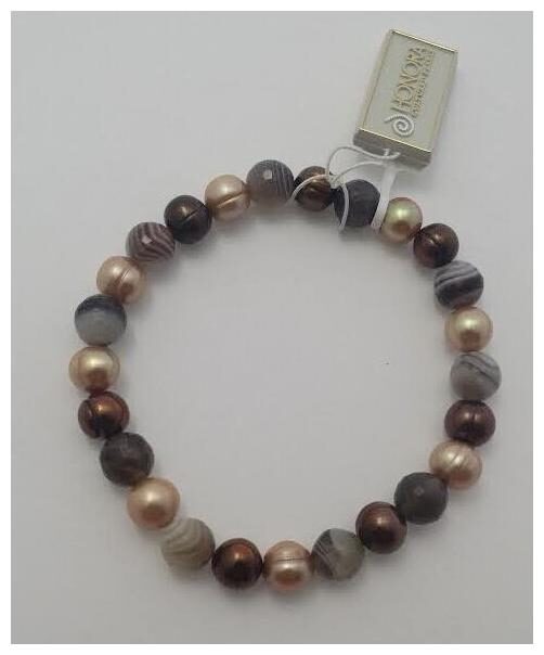

New Honora Freshwater Cultured Pearl Brown Gold Stretch Bracelet 7 5
