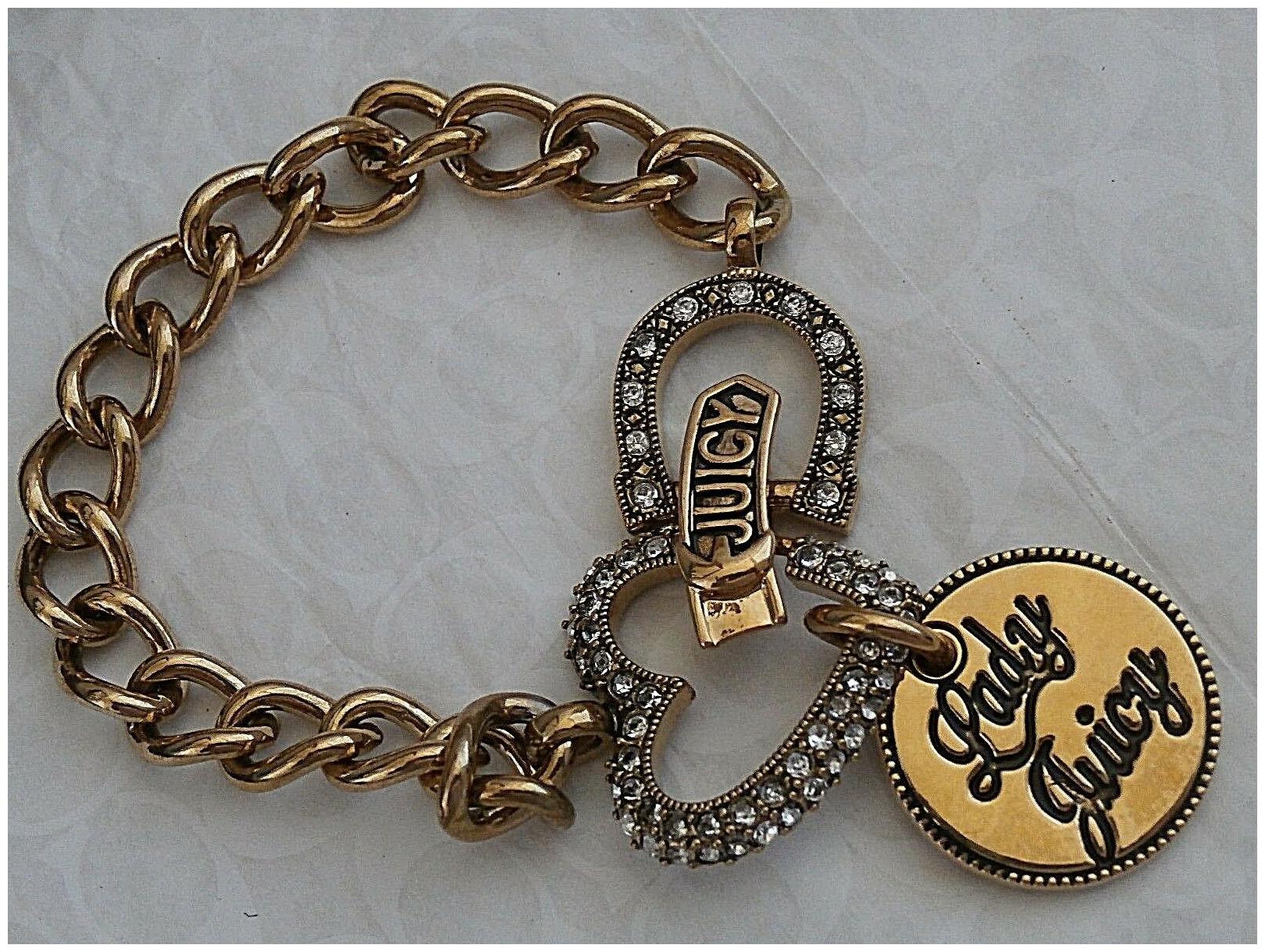 

NEW JUICY COUTURE LOVE LUCK COUTURE PAVE HEART GOLD STARTER BRACELET NWT