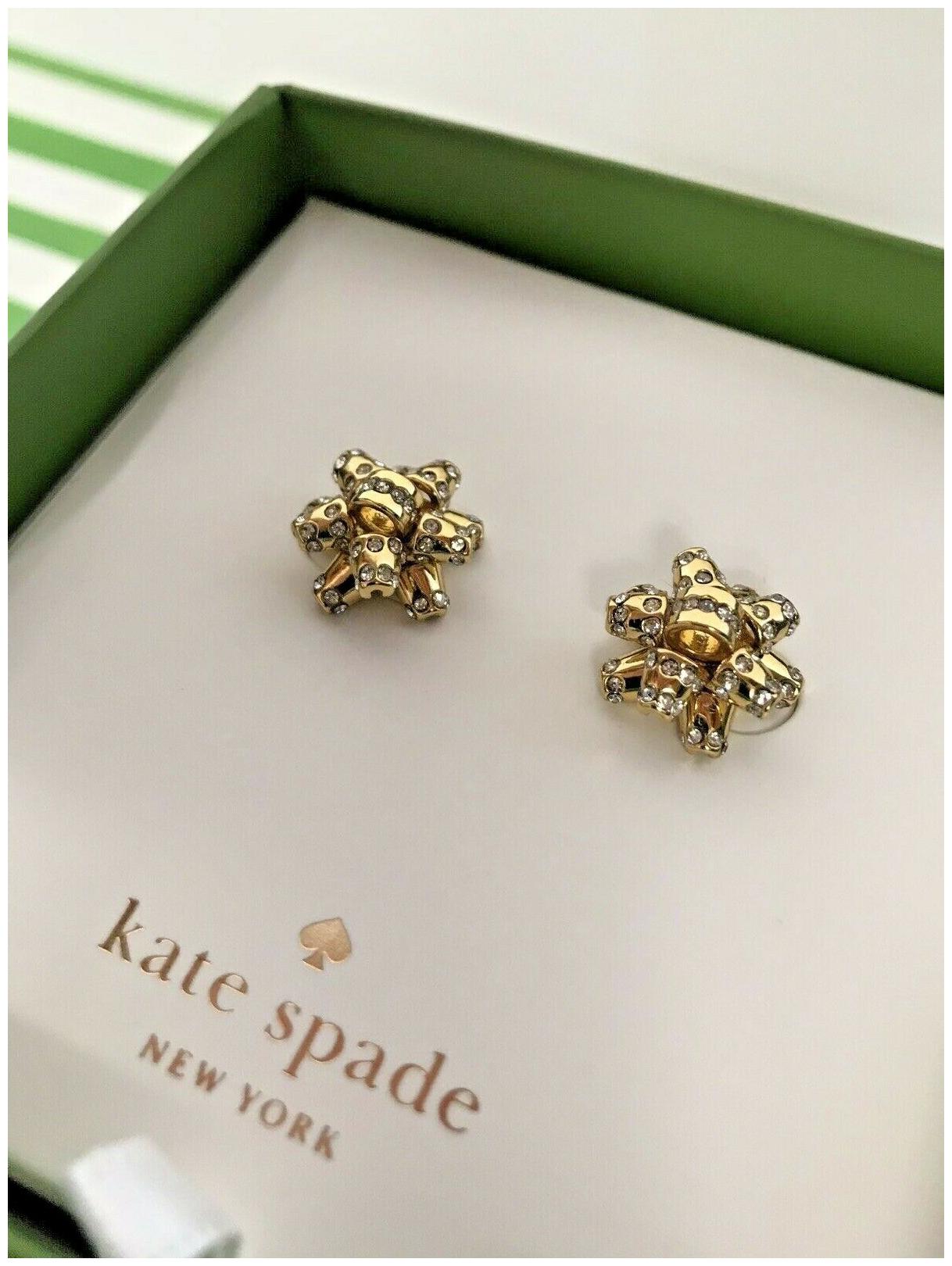 

New Kate Spade New York Bourgeois Bow Earrings Gold w Box HOT Holiday Gift