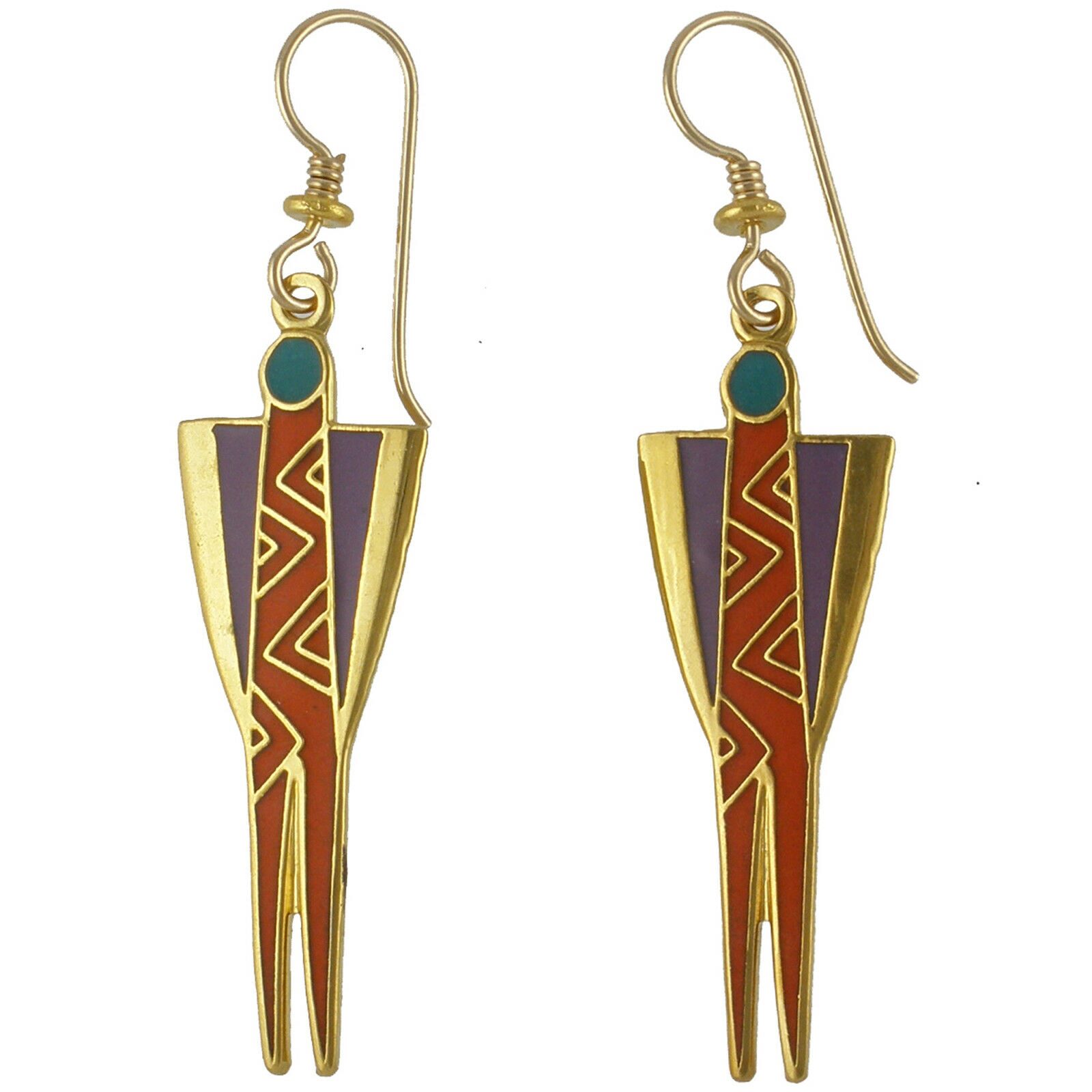 

NEW Laurel Burch PRIESTESS Red Cloisonne Tribal Woman Retired Earrings