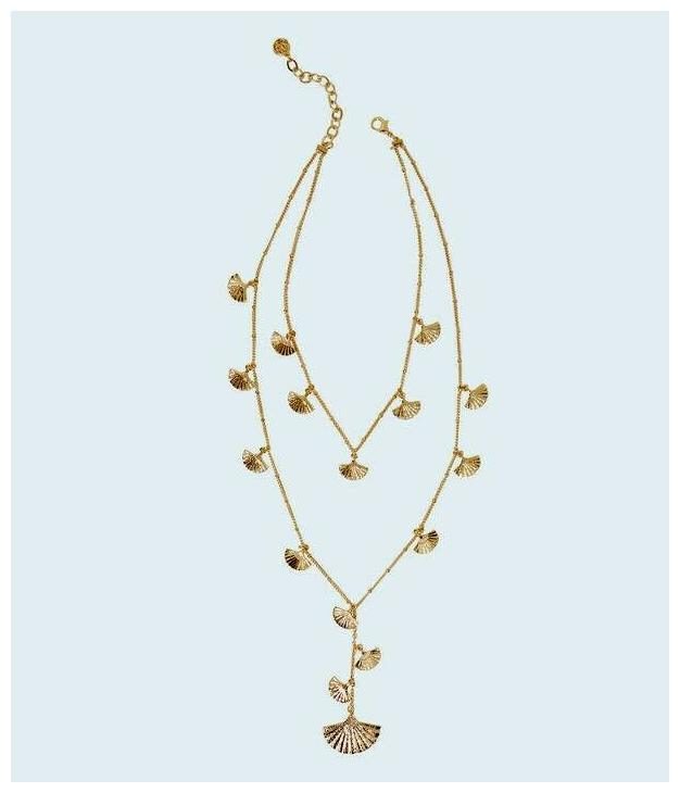 

NEW Lilly Pulitzer COASTAL SHELL LAYERED Y NECK Necklace Gold Metallic SHELLS
