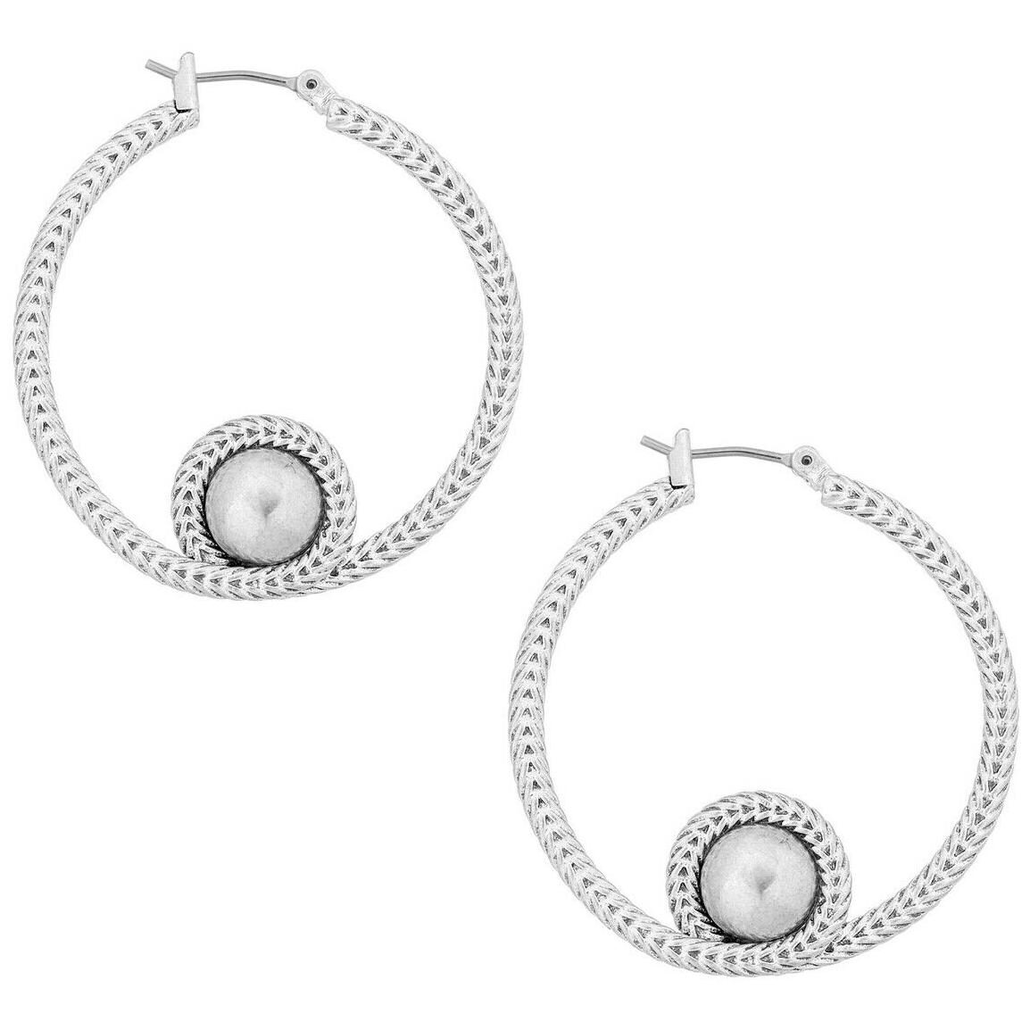 

NEW LUCKY BRAND SILVER TONE CHAIN BEADED HOOP EARRINGS JWEL0654