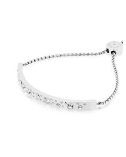 

NEW MICHAEL KORS SILVER TONE CHAIN SCATTERED PAVE BAR SLIDER BRACELET MKJ5983