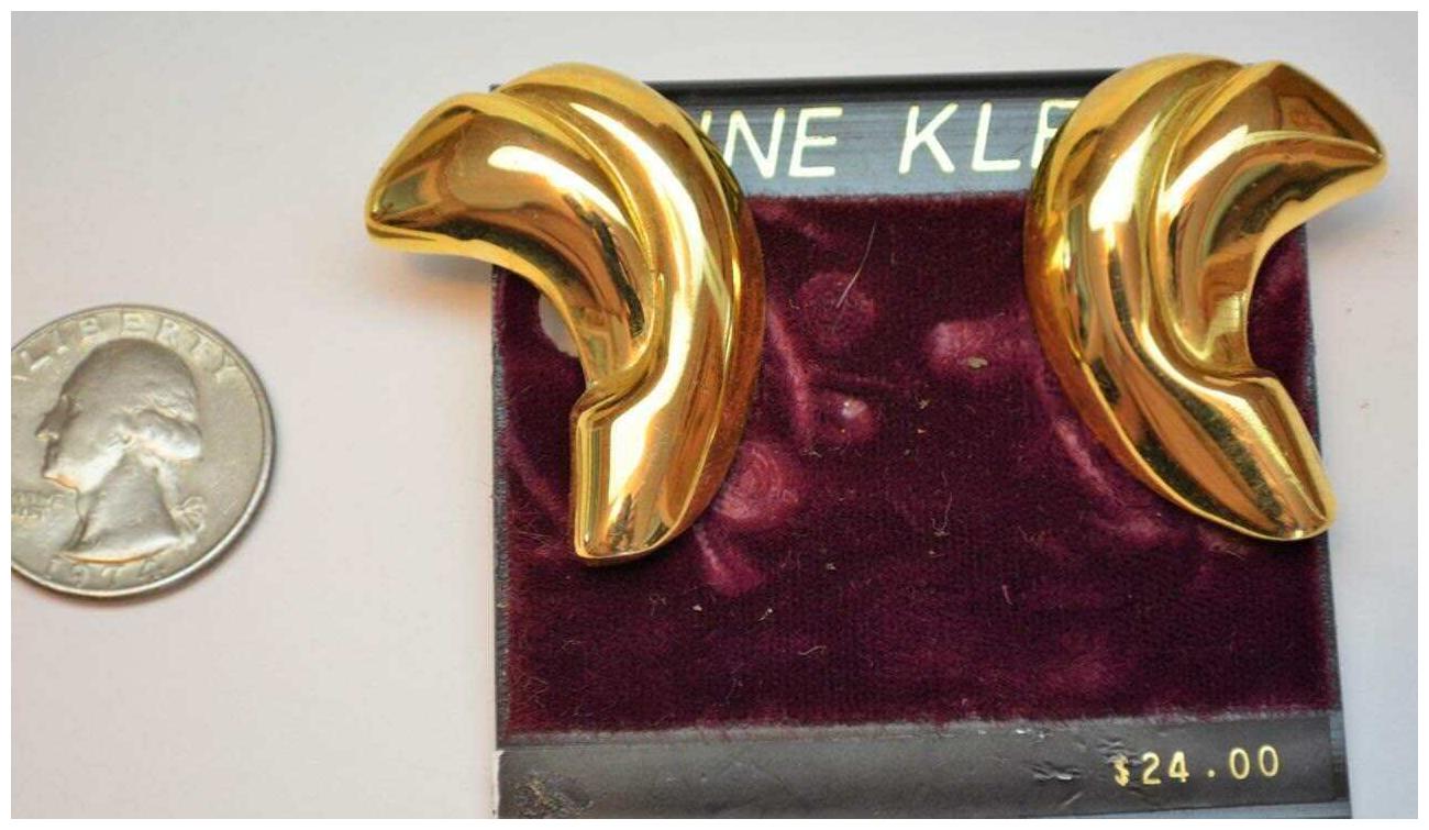 

New Original Card Old Stock ANNE KLEIN Goldtone Polished Clip-On Earrings 4