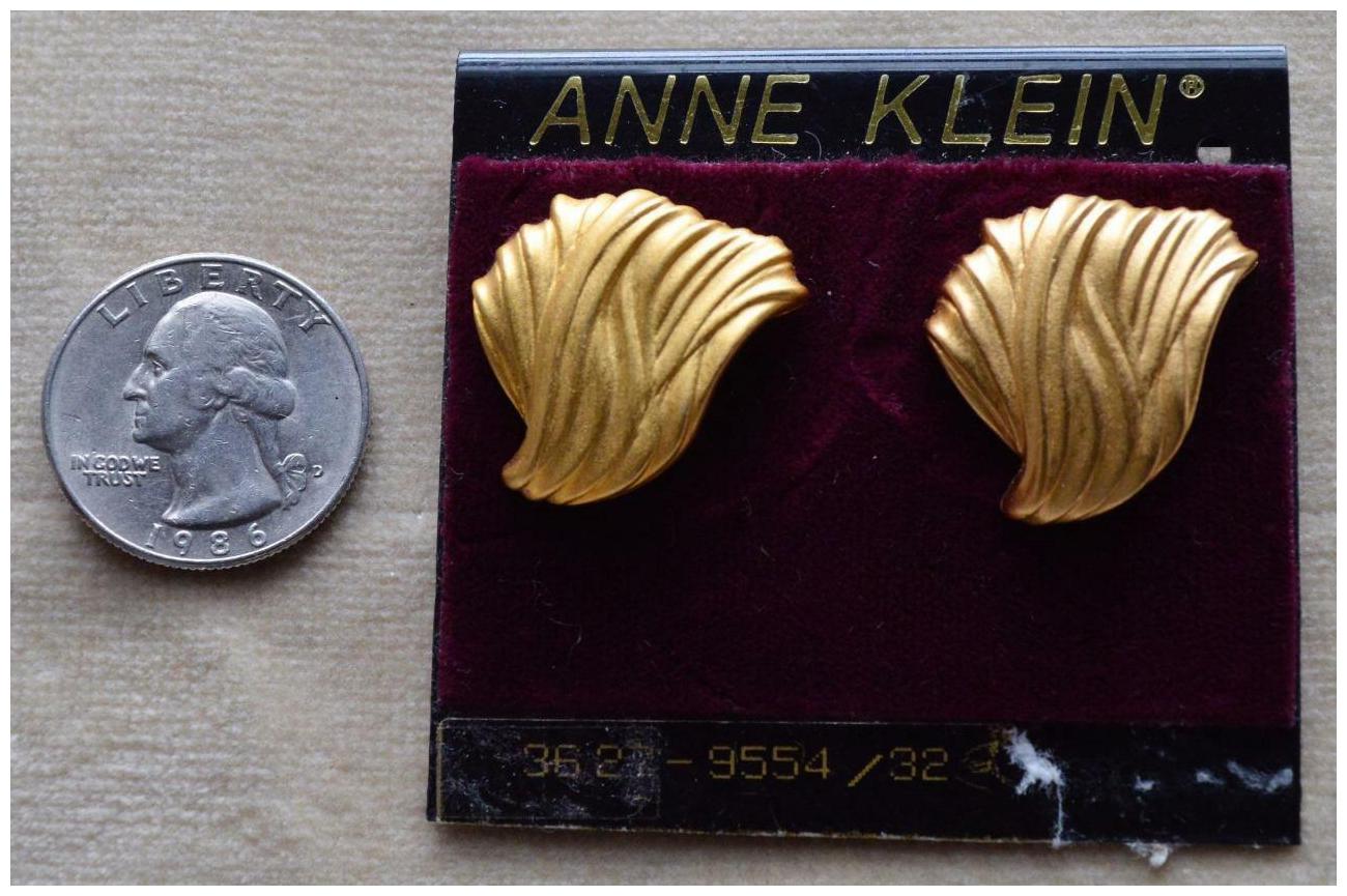 

New Original Card Old Stock ANNE KLEIN Goldtone Matte Textured Pierced Earrings