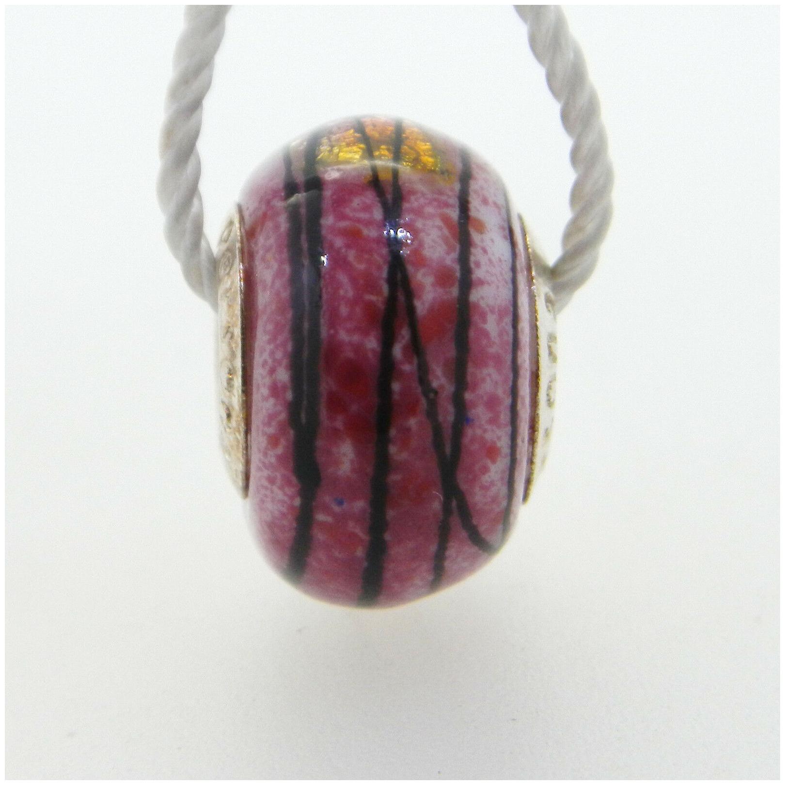 

NEW PERSONA STERLING SILVER PINK PARADISE GLASS CHARM 30 RETAIL H13308PM