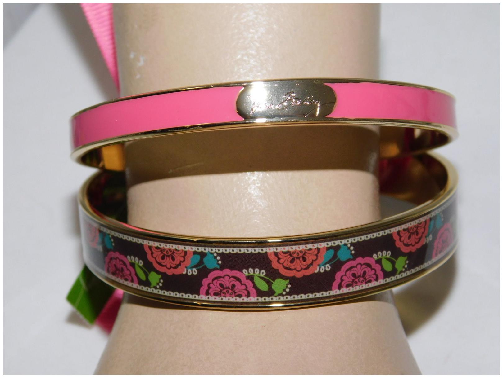 

New with Tags Vera Bradley Bangle Bracelet Set of 2 Pink Brown Floral LOLA
