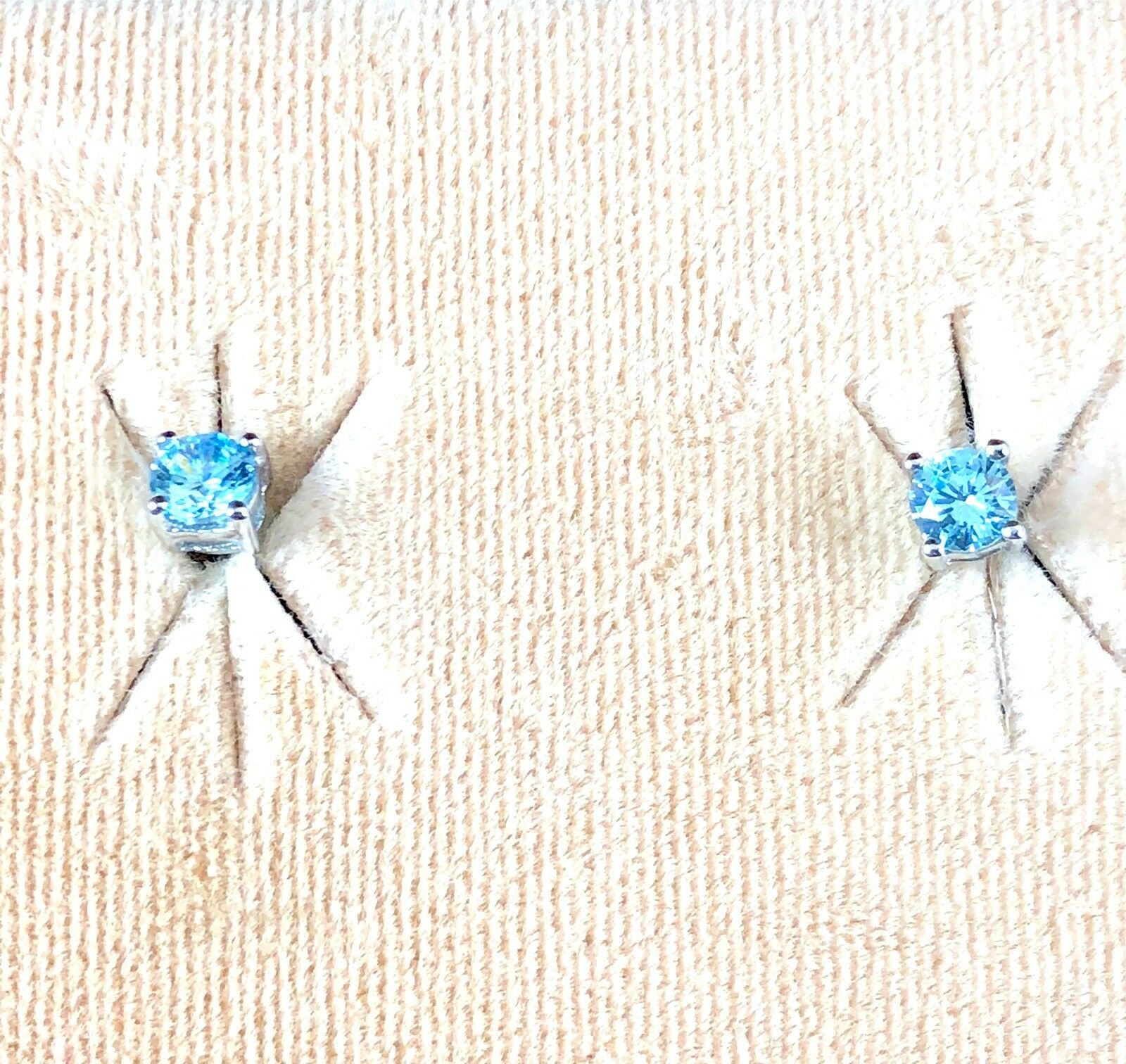 

NIB DANIEL STEIGER 925 STERLING SILVER BLUE TOPAZ STONE SOLITAIRE POST EARRINGS
