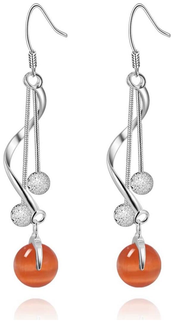

Nilu s Collection Shiny Orange Beads 925 Sterling Silver Fashion Earrings For Women Girls Beads Sterling Silver Drops Danglers