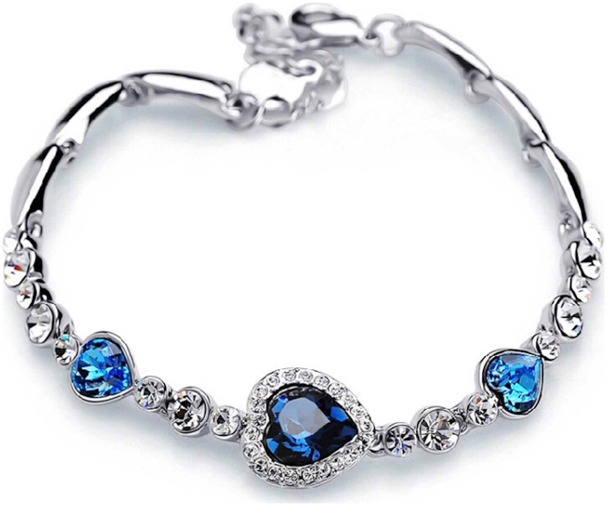 

Nilu s Collection Heart shape Crystal Silver Fashion Bracelets Korean Jewelry for Women and Girls