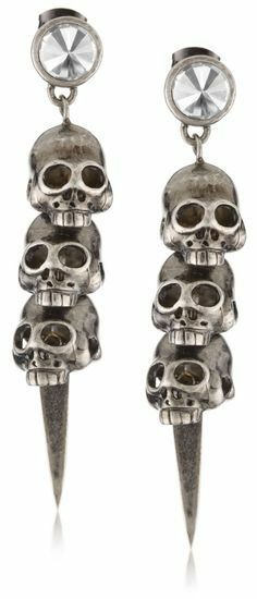 

nOir Pirates of the Caribbean Pave Skull and Tooth Earrings
