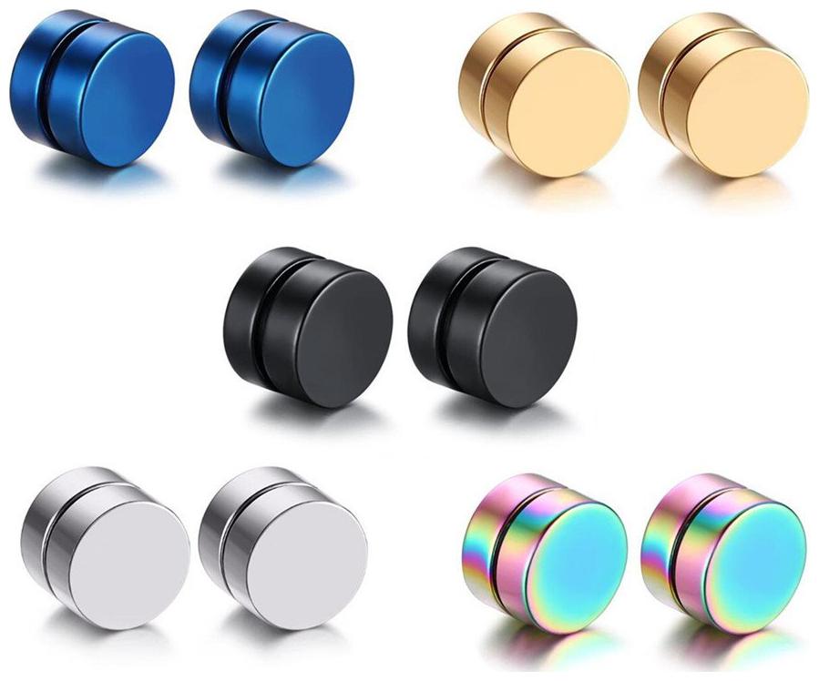 

Non Piercing Magnetic Earrings Set of 5 Stainless Steel Faker Non Pierced Magnetic Cheater Stud Earrings for Men Women Girls Boys Fashion Jewelley