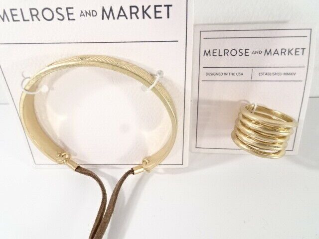 

Nordstrom Melrose and Market Etched Cuff Bracelet NWT 50 00 Barrel Ring Set of 2
