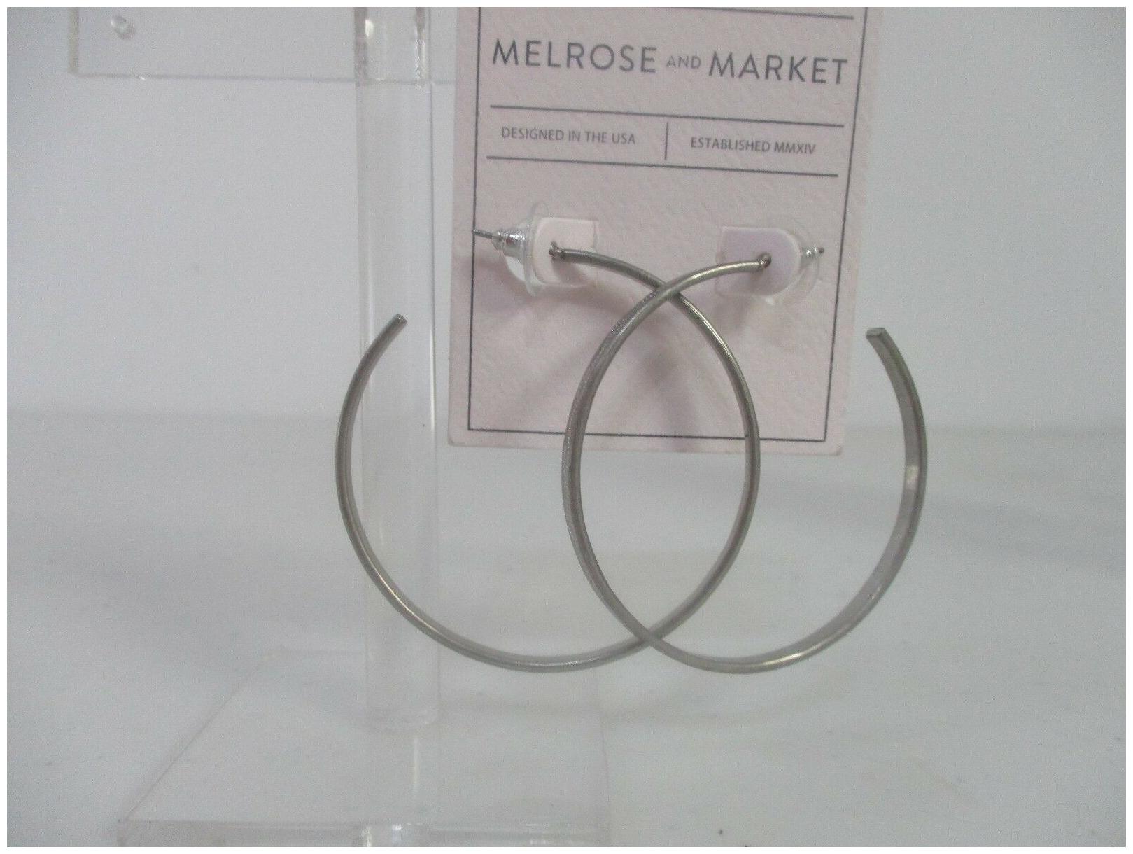 

Nordstrom Melrose and Market Etched Swirl Hoop Earrings NWT 50 Antique Silver
