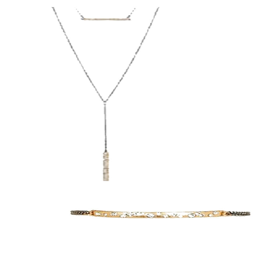 

Nordstrom Melrose and Market Organic Crystal ID Bracelet 2 Layer Necklace NWT 50