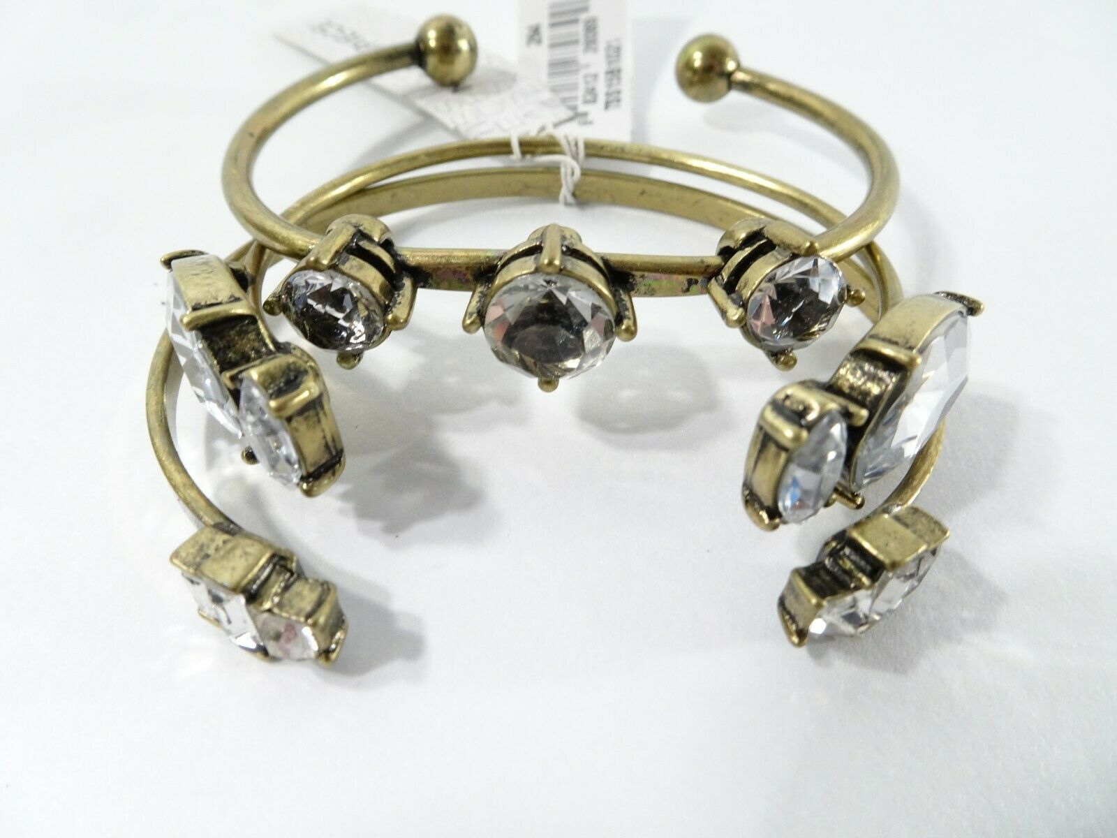 

Nordstrom Missing Piece Women s Crystal End 3 Layer Cuff Bracelet NWT 45 Brass