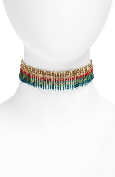 

Nordstrom Treasure and Bond Sead Bead Fringe Choker Necklace NWT 89 00 Mutli