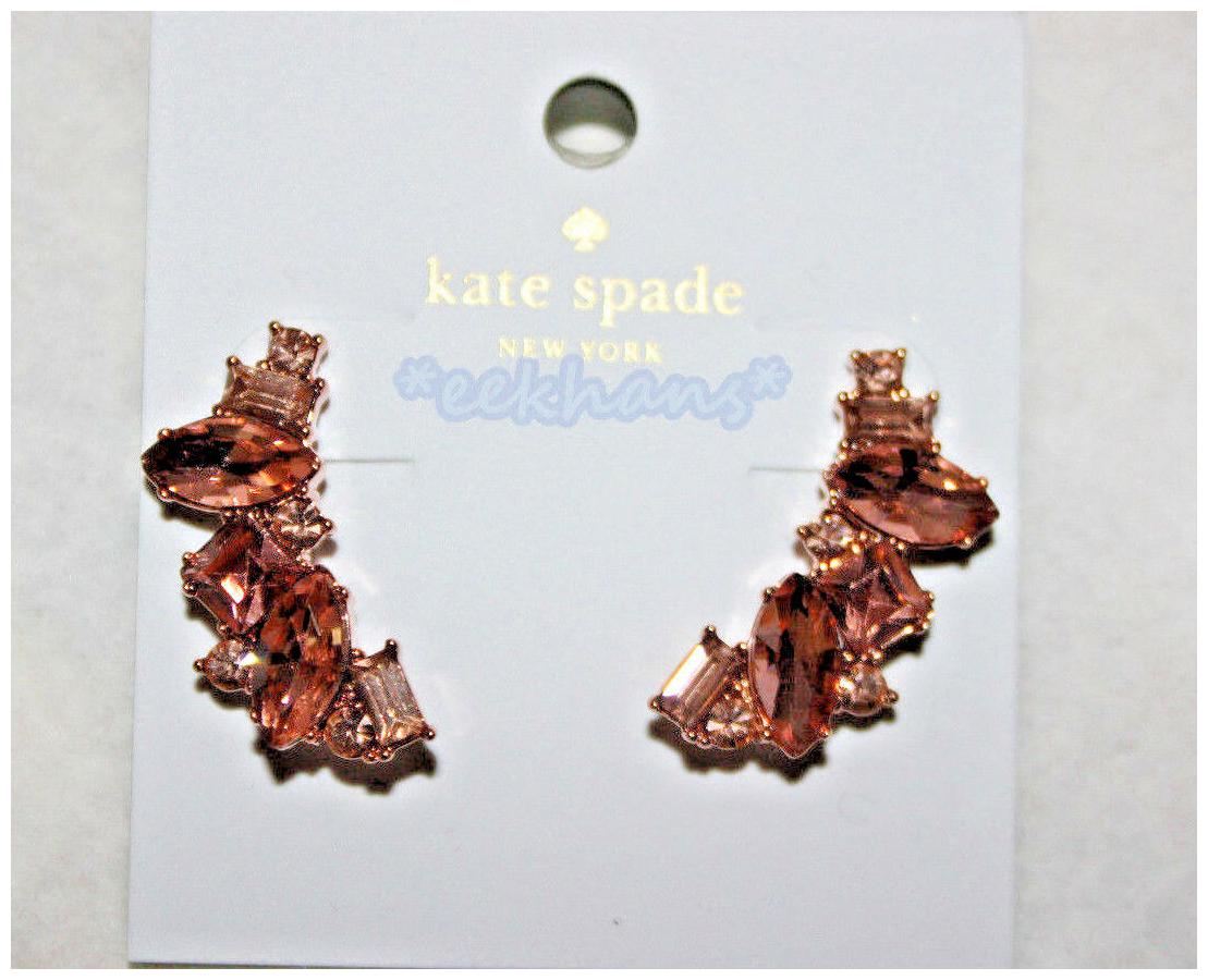 

NWT Kate Spade New York Earrings Ear Jacket Rose Gold Chocolate Pink Stones
