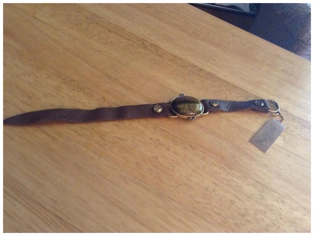 

NWT Lucky Brand Leather And Stone Adjustable Bracelet