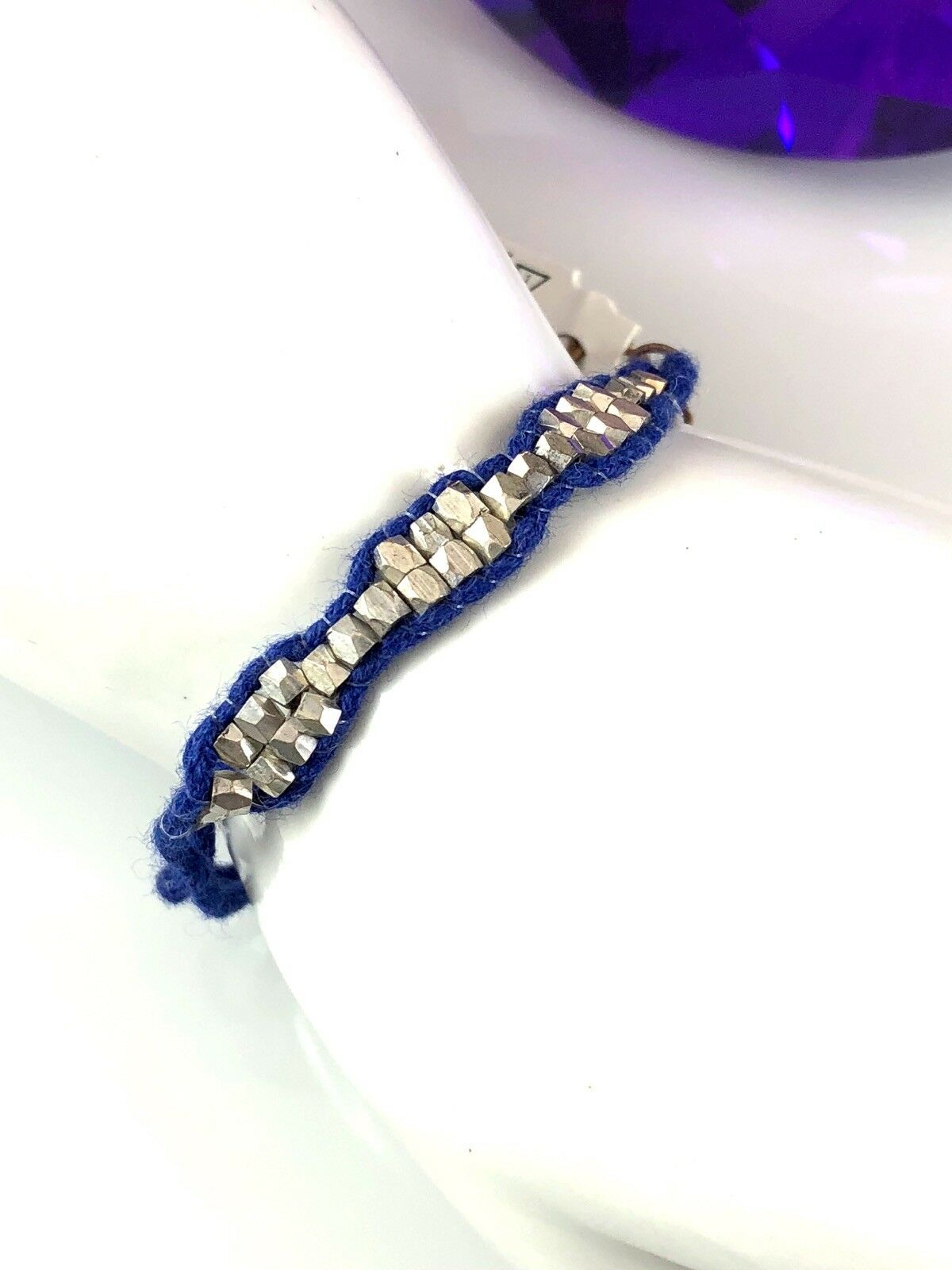

NWT PERFECT SUMMER LUCKY BRAND BLUE CORD SILVER-TONE BEAD BOHO HIPPIE BRACELET