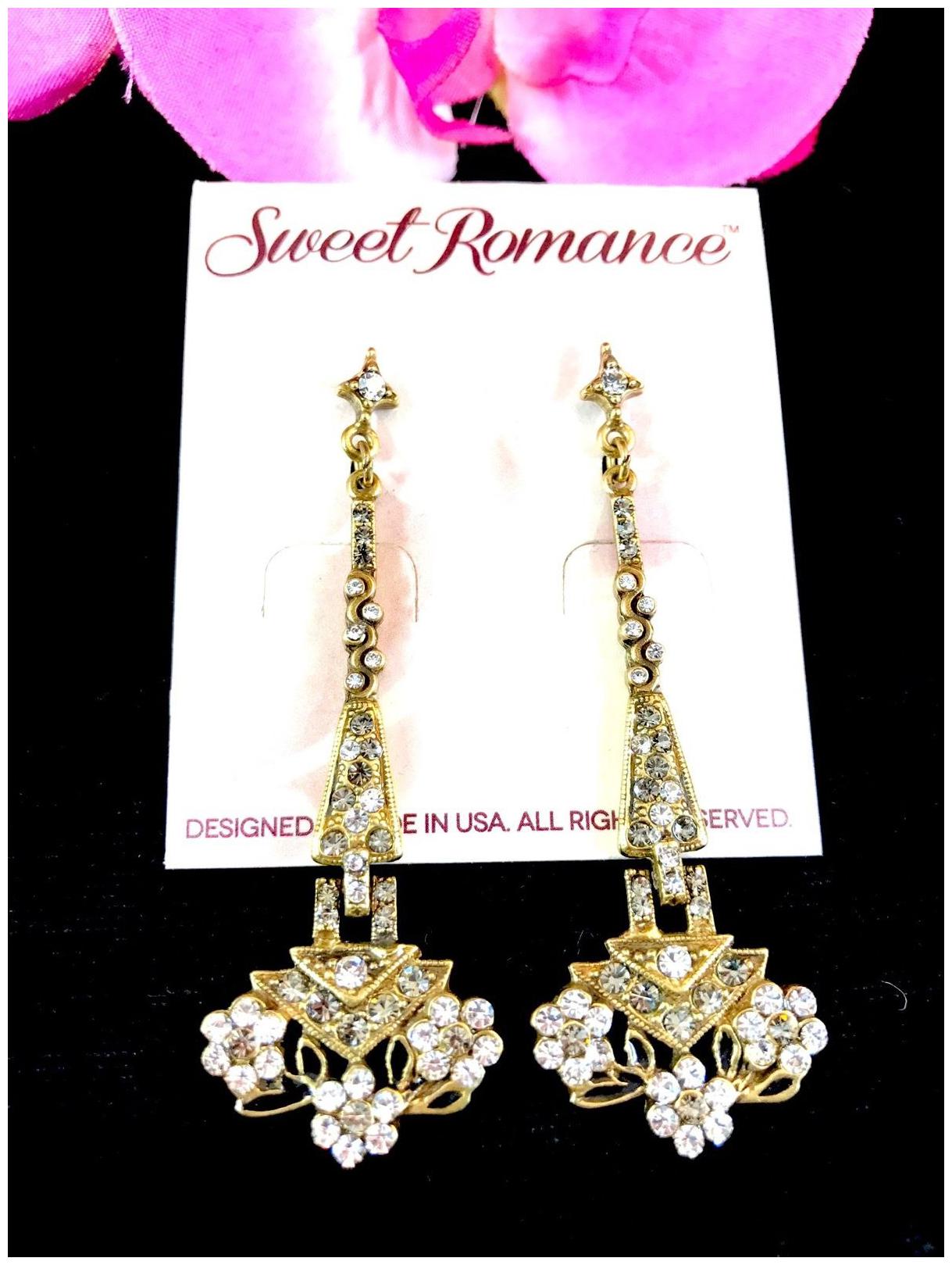 

NWT SWEET ROMANCE ART DECO TAPERING TRIANGLE GREAT GATSBY MOVIE PIERCED EARRINGS