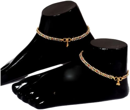 Oanik Gold Designer Anklet With Multi Stone