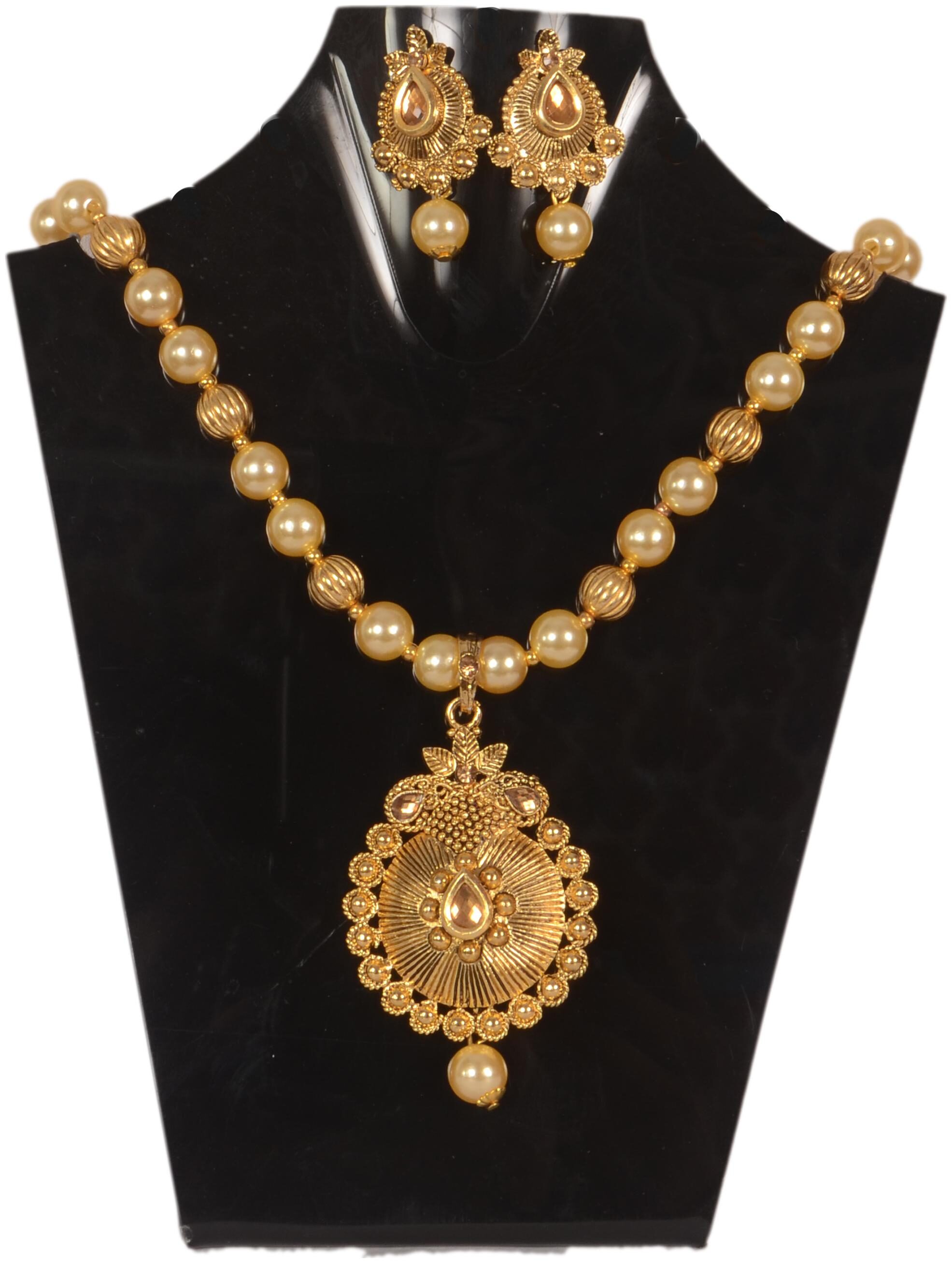 

Oanik Jewel With Gold Plated Pearl Pendant Necklace with Earring for Women and Girls