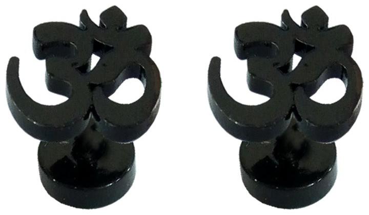 

OM Earring for Men and Boys Unique OM Design Stud Earring for Girls and Men Fashion (1 Pair Black)