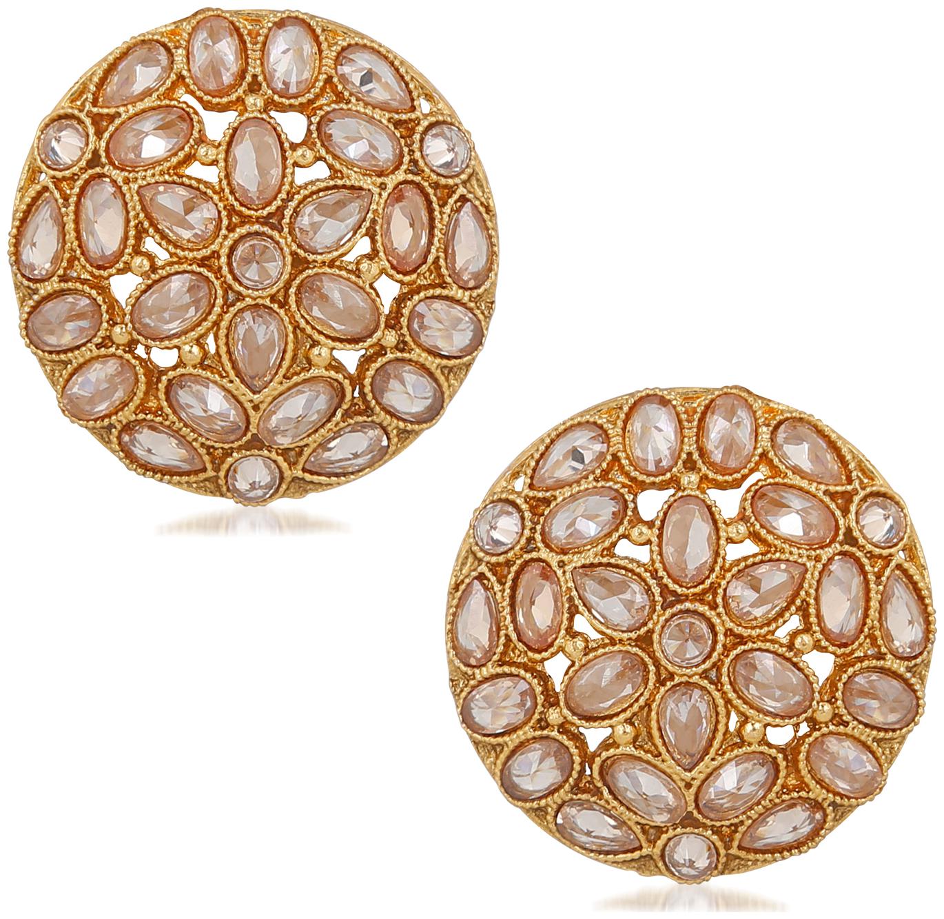 

Om Jewells Traditional Ethnic Gold Plated Kundan Stones Studded Stud Earrings for Girls and Women ER1000114