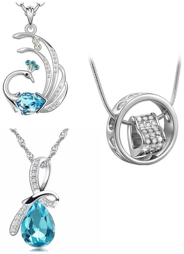 

Om Jewells Crystal Jewellery Combo Set of 3 Exquisite Pendant Necklace Enriched with Austrian Crystals CO1000031